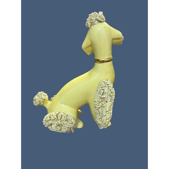 Vintage 1950's Yellow Ceramic Poodle Figurine With Gold Collar - - Picture 7 of 9
